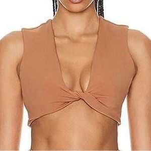 Le Ore by Bandier Twist Front Crop Top | Tan Neutral | XXS | NWOT
